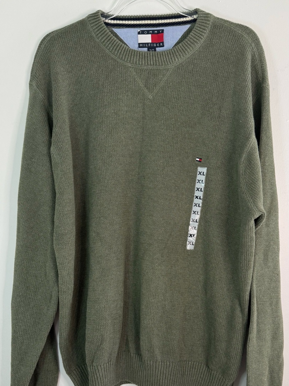 Tommy Hilfiger 2002 Deadstock Sweater Mens XL Green Cotton Crewneck NWT